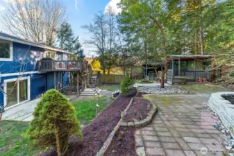 Terraced gardens and stone patios!