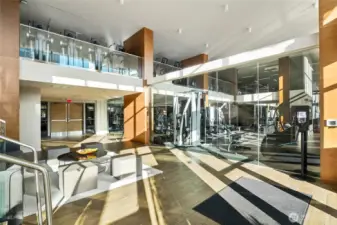 Here is the two-level gym located on the 7th floor.