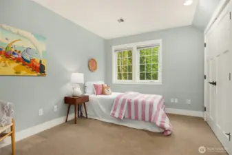 The upstairs bedrooms feature new carpet.