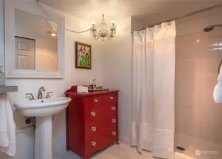 Primary bath includes a large walk-in shower.