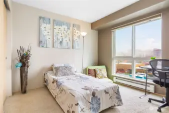 Wake up to natural light and views of Everett's cityscape.