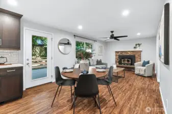 Glass door to the deck provides great light in the living space.
