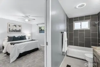 Pocket door into full, main bath