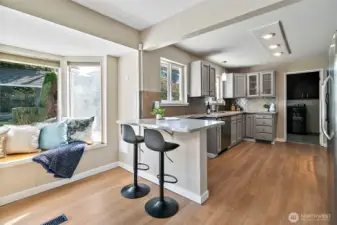 Living room flows into the kitchen