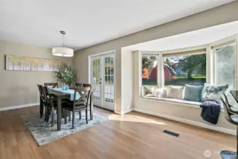 Big bay window overlooking the large back yard