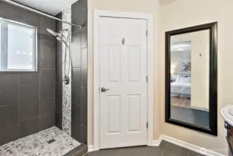 The ensuite has big walk in shower