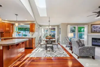 Informal eating space off the kitchen with more skylights and access to the backyard and patio.