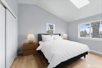 Upstairs bedroom virtually staged