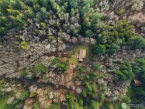 An aerial view of your private 5 acre lot! Abundance of space minutes to everything Olympia has to offer.