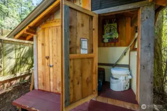 Composting toilet in an outbuilding near the studio