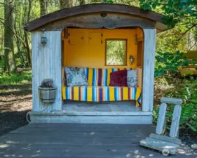 The meditation hut, set in the garden