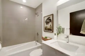 Full bathroom located on the entry level.