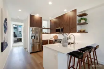 Sleek kitchen with tons of cabinet space and room to