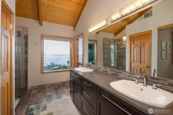 Primary en-suite bath and walk-in closet.