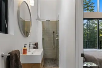 3/4 Bath in the guest cabin.
