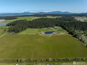 Birdseye view of the entire property with pasture on the south and a small area of woods on the north.
