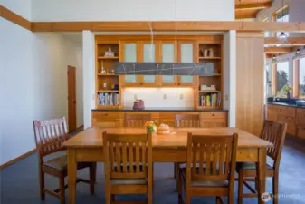 Ample storage in the dining area of the great room.