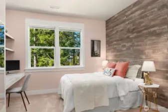 The 3rd bedroom features custom built-ins.