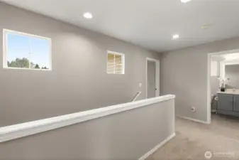 Windows bring in a lot of light in the upstairs hallway!