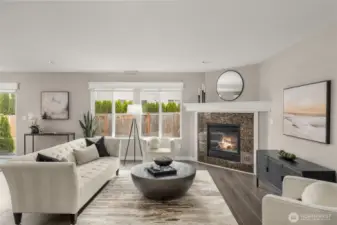 Large living room that is always awash with light.