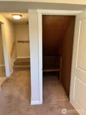 Storage under stairs.