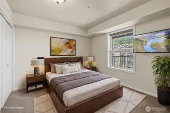 Virtually staged bedroom 1 additional view