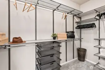 Built in closet system in primary suite