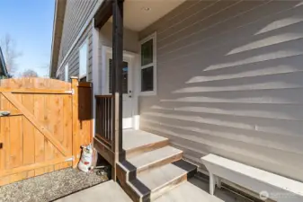 Back patio with entrance to living room,