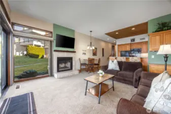 Floor to ceiling window fill the condo with natural light.
