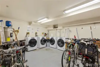 Common Laundry room in addition to unit laundry, with bike storage available.
