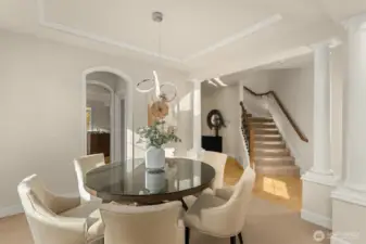 The formal dining room is conveniently situated adjacent to the butler's pantry