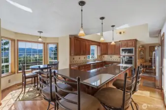 Granite counter tops and  breakfast nook.