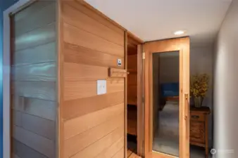 Sauna located on the lower level