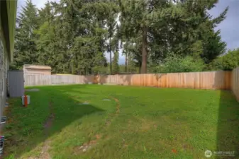 View of the backyard from the right gated entry.