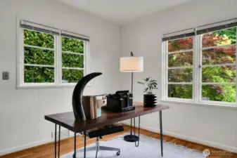 Main floor bedroom makes for a perfect office or guest bedroom.