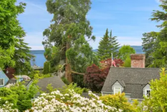 Outstanding western-facing Puget Sound and Olympic Mountain views from every room on the second floor (aside from the bathroom).