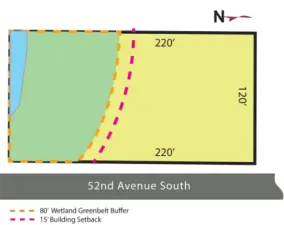 220' Wide x 120' Lot.  End of Street adjacent.  Building area is private and abuts 80' buffer around small wetland.  Buffer area was enhanced with the planting of 575 native plants and trees in 2018.  Lots of privacy and wildlife.