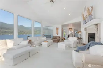 Spacious living room, looking over the lake!