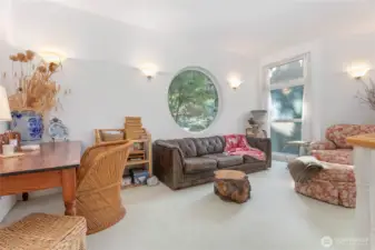 Sitting nook overlooks the yard space