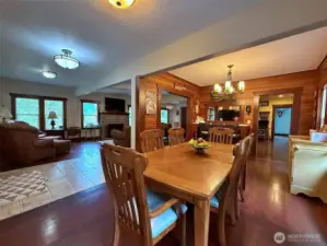 Dining, living and kitchen views.