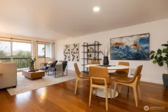 Spacious Dining/Living Room to West Facing Deck