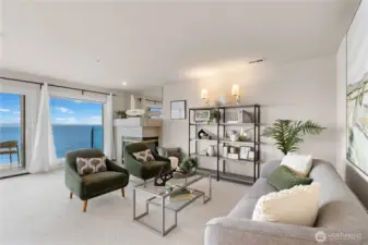 Spacious living area with brand new west facing windows.