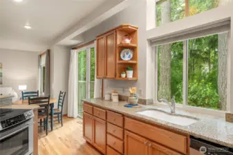 The sliding glass door opens to a private deck in a sylvan setting! Enjoy the afternoon sun and western exposure!