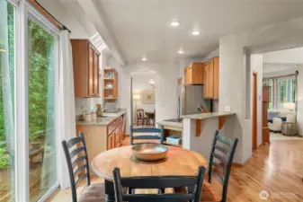 The eating nook is light and bright!