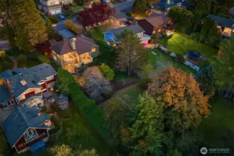 Overhead shot shows the lot size and the privacy of the lot.