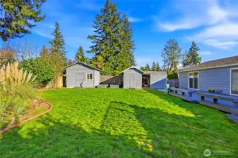 Storage sheds and raised gardens