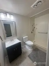 mstr bath with roll in shower