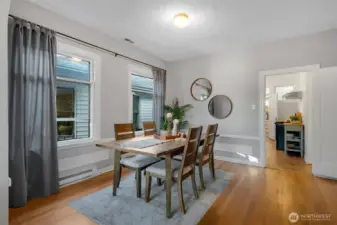 Dining room space- large with room for storage and large entertaining spaces.