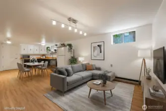 Large living room space with ample storage.