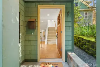 Lovely covered porch entry.